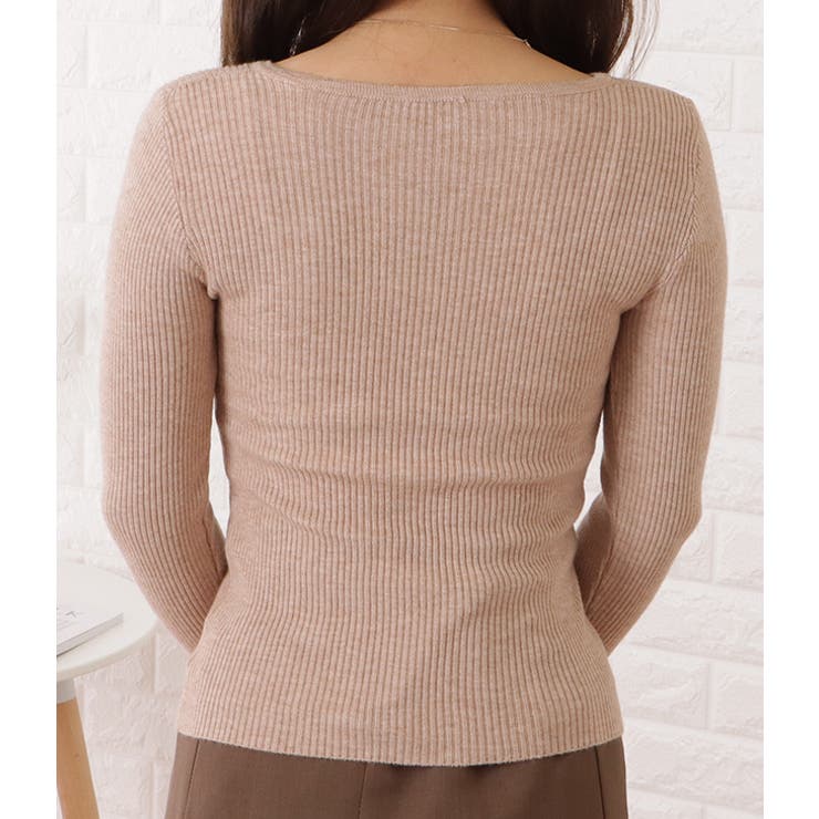 ヘンリーネックリブニットプルオーバー 女性 レディース[品番