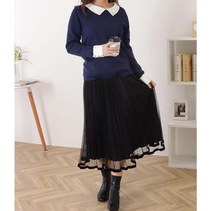 ビァッジョブルー　パールボタン ウインター ニット プルオーバー／新品 タグ付き ビアッジョブルー Viaggio Blu 【WEB別注カラーあり】パールボタン