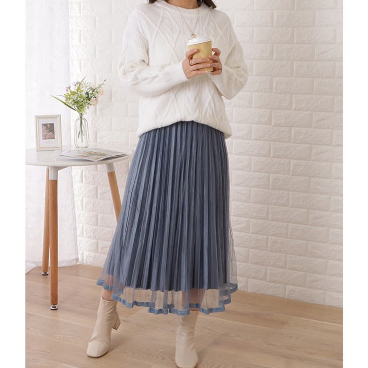 ケーブル柄ボリュームスリーブニットプルオーバー 女性 レディース | レースレディース  | 詳細画像8 