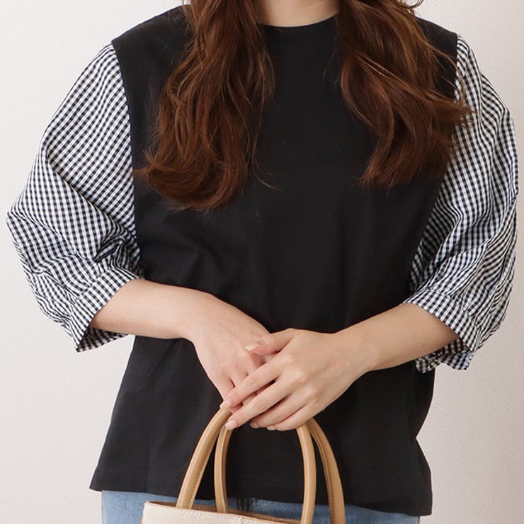 5分袖フェイクレイヤードドッキングブラウス 女性 レディース | レースレディース  | 詳細画像1 