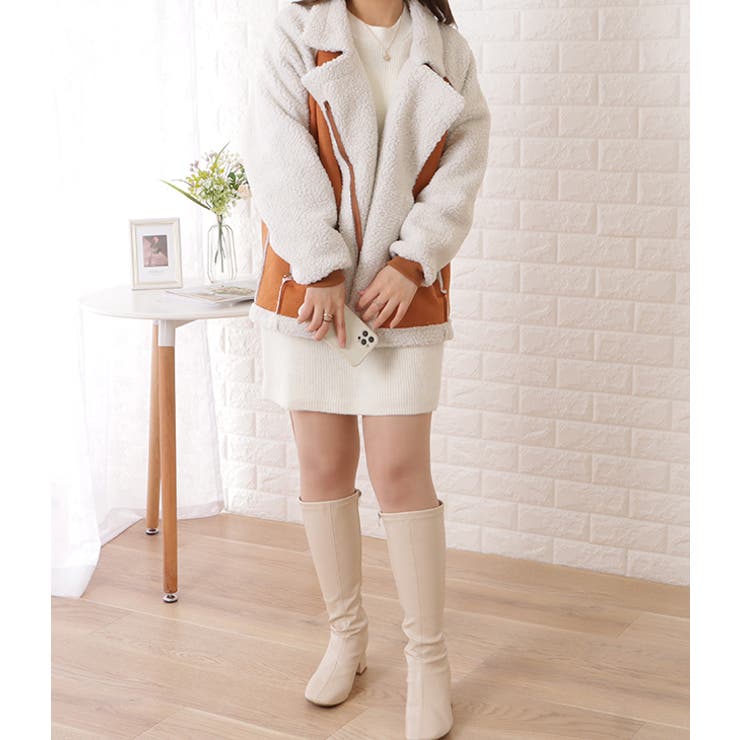 ボア付きフェイクムートンテーラード風ジャケット 女性 レディース | レースレディース  | 詳細画像10 