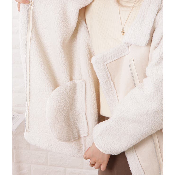 ボア付きフェイクムートンテーラード風ジャケット 女性 レディース | レースレディース  | 詳細画像18 