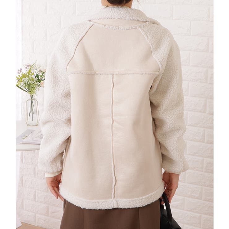 ボア付きフェイクムートンテーラード風ジャケット 女性 レディース | レースレディース  | 詳細画像8 