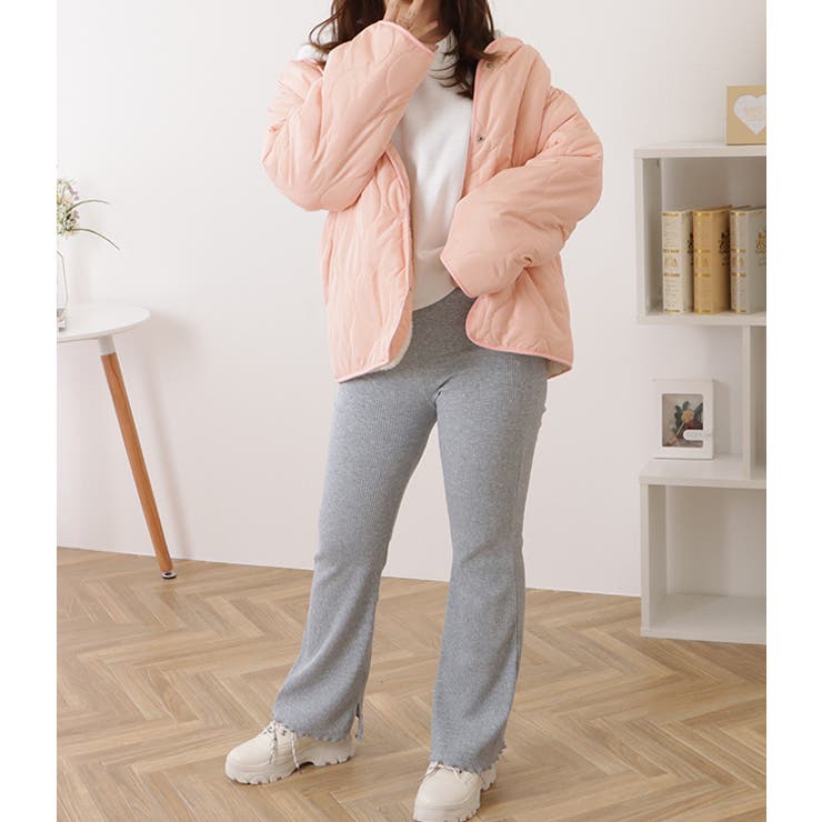 リバーシブルノーカラーキルティングジャケット 女性 レディース[品番