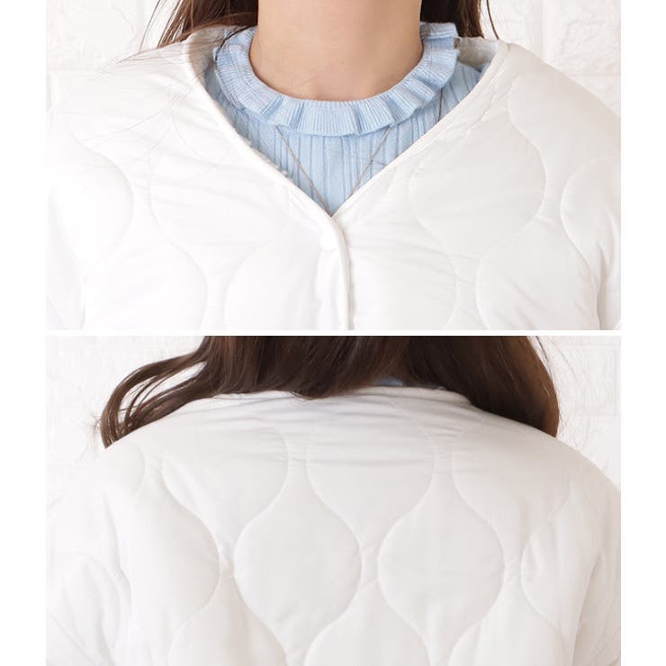 リバーシブルノーカラーキルティングジャケット 女性 レディース[品番