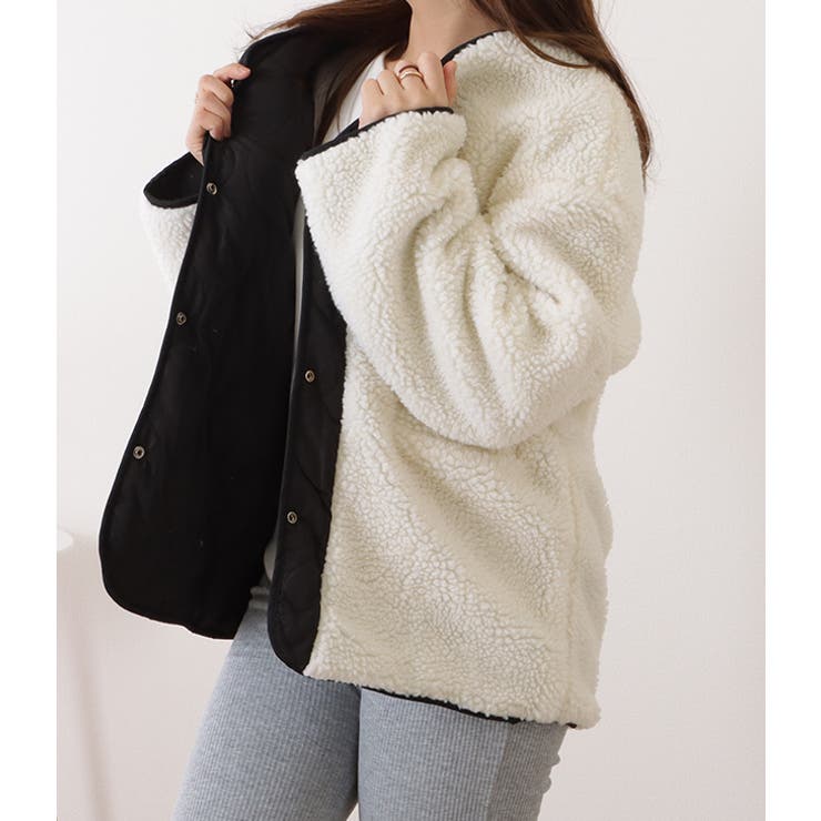 リバーシブルノーカラーキルティングジャケット 女性 レディース | レースレディース  | 詳細画像6 