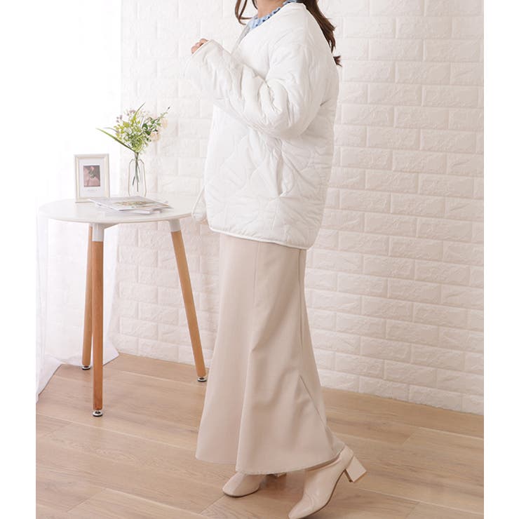 リバーシブルノーカラーキルティングジャケット 女性 レディース[品番