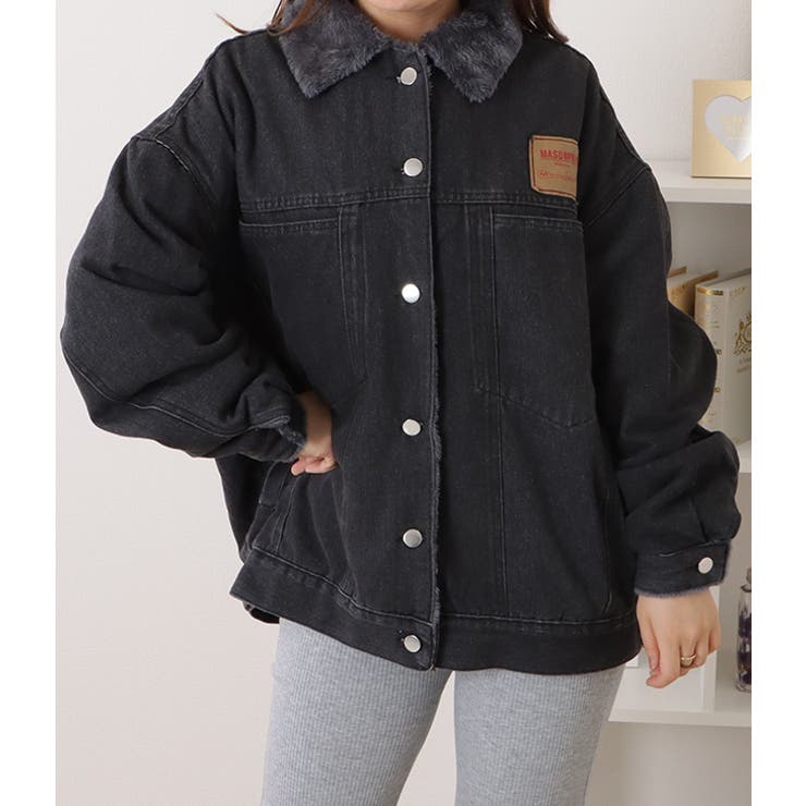 オーバーサイズファー付きデニムジャケット 女性 レディース[品番：LCLW0004443]｜レースレディース （レース レディース）のレディースファッション通販｜SHOPLIST（ショップリスト）