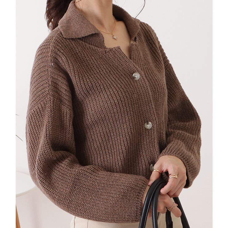 コンパクト衿付きニット長袖カーディガン 女性 レディース | レースレディース  | 詳細画像10 