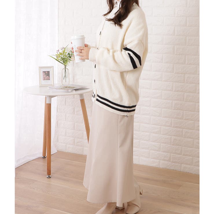 配色ラインVネックスクールカーディガン 女性 レディース | レースレディース  | 詳細画像8 