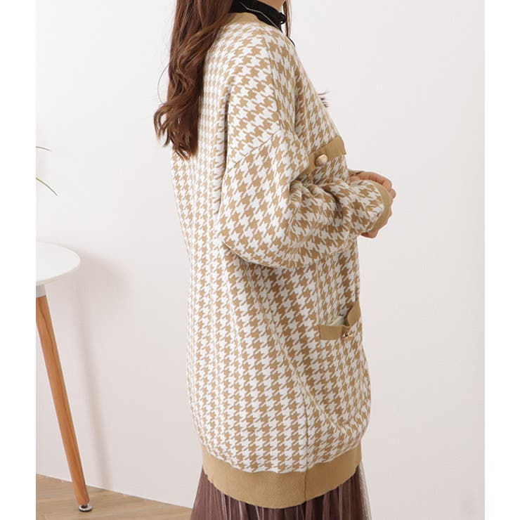 カーディガン トップス レディース ジャケット 千鳥格子 アウター 前開きボタン カーディガン トップス レディース ジャケット 千鳥格子