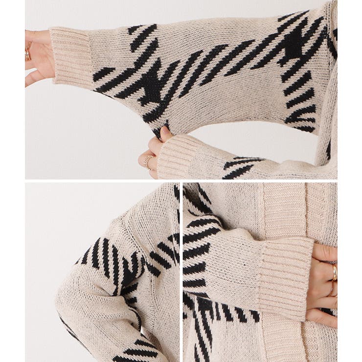 チェック柄オーバーサイズニットカーディガン 女性 レディース | レースレディース  | 詳細画像18 