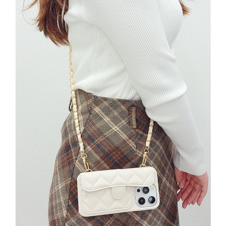 ゴールドチェーン付き2WAYキルティングiPhoneケース 女性 レディース | レースレディース  | 詳細画像10 