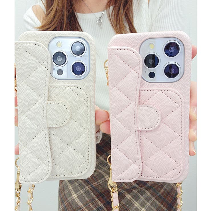 ゴールドチェーン付き2WAYキルティングiPhoneケース 女性 レディース | レースレディース  | 詳細画像5 