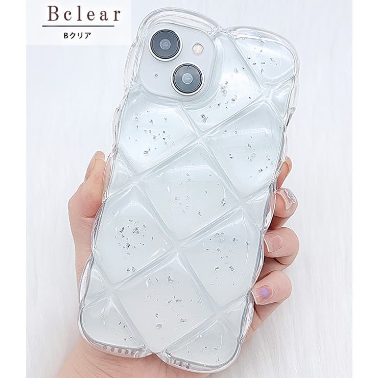 キルティング風クリアラメシリコンiPhoneカバー 女性 レディース