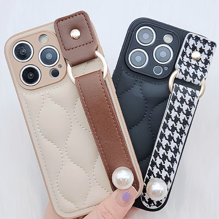 レザーベルト付きウエーブキルティングiPhoneケース 女性 レディース | レースレディース  | 詳細画像1 