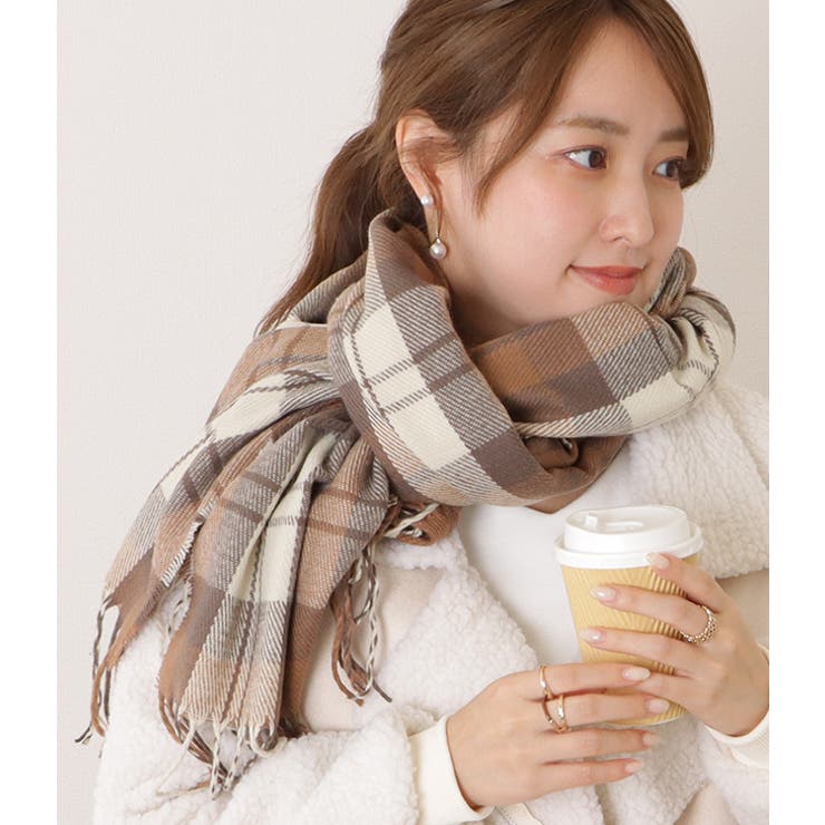 千鳥格子柄クラシカルフリンジマフラー 女性 レディース[品番：LCLW0004539]｜レースレディース  （レースレディース）のレディースファッション通販｜SHOPLIST（ショップリスト）