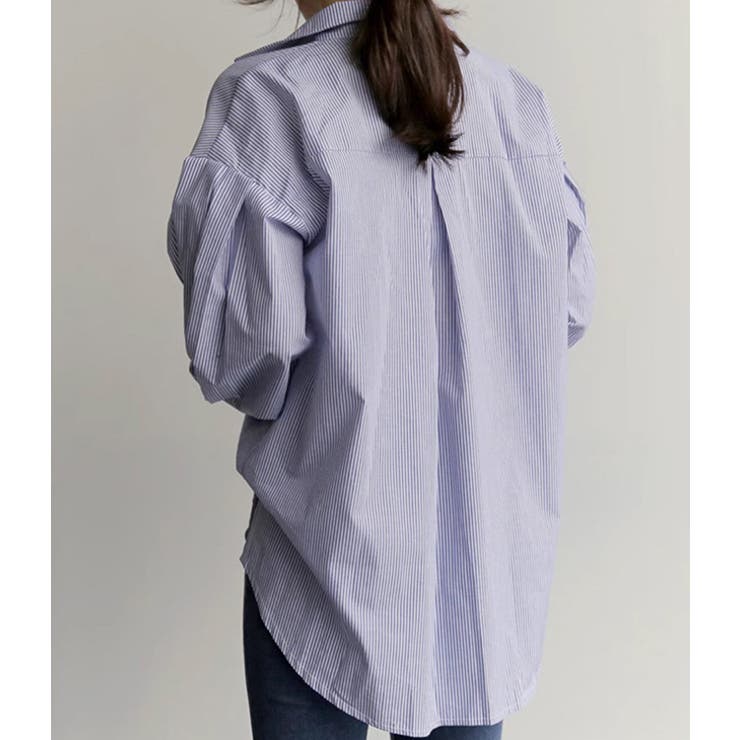 【２点セット】サイドリボンクルーネックニットベスト＆ストライプブラウス 女性 レ… | レースレディース  | 詳細画像14 