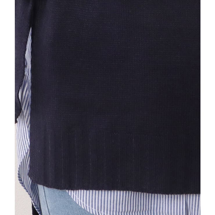 【２点セット】サイドリボンクルーネックニットベスト＆ストライプブラウス 女性 レ… | レースレディース  | 詳細画像18 