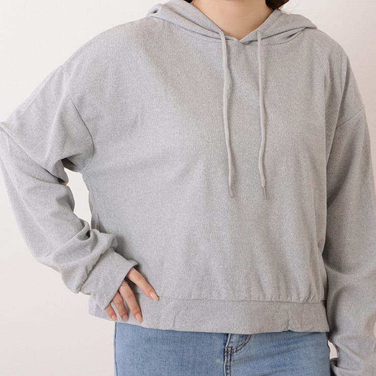 コンパクト長袖フーデットパーカープルオーバー 女性 レディース[品番