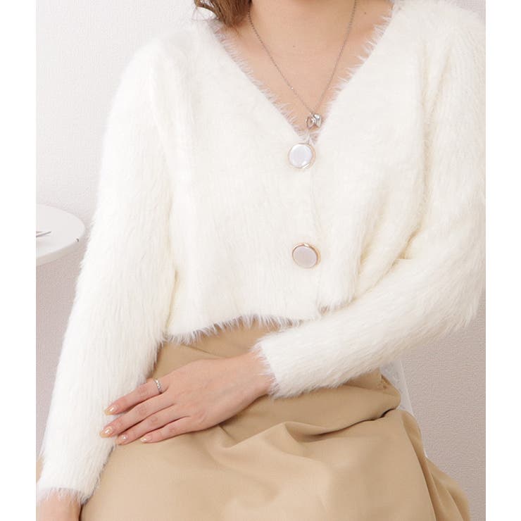 ビッグボタンコンパクトシャギーニットカーディガン 女性 レディース | レースレディース  | 詳細画像12 