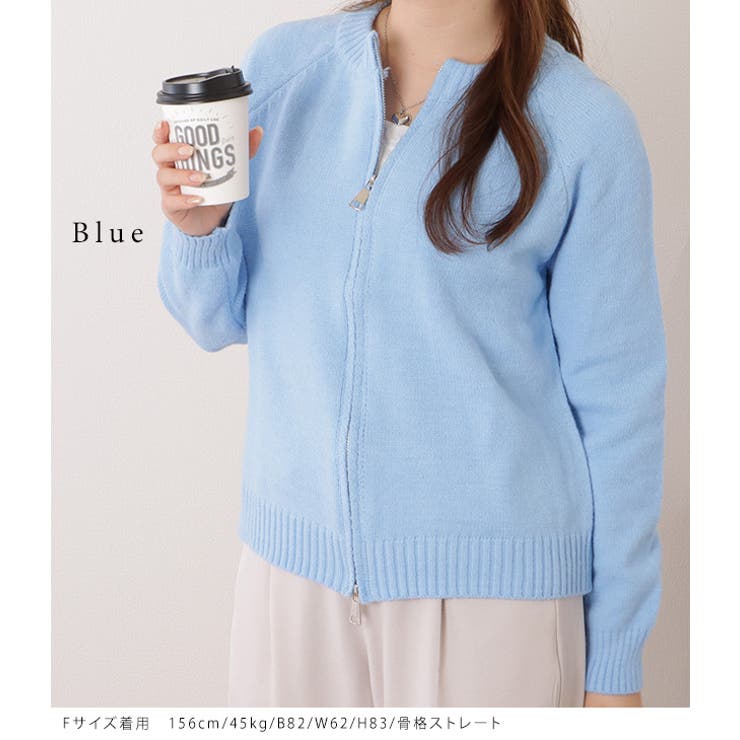 クルーネックジップアップコンパクトニットカーディガン 女性 レディース | レースレディース  | 詳細画像11 