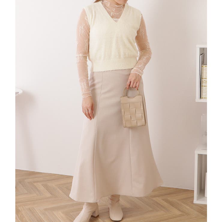 Vネックコンパクトシャギーニットベスト 女性 レディース | レースレディース  | 詳細画像13 