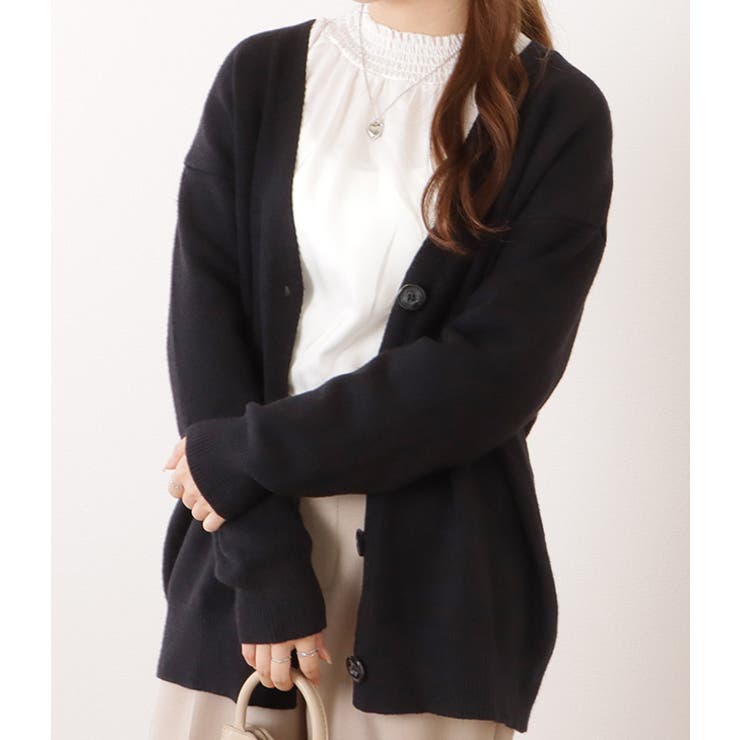 ベーシックVネック長袖ニットカーディガン 女性 レディース | レースレディース  | 詳細画像4 