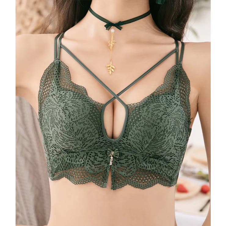 カットアウト風クロスストラップブラ&ショーツセット 女性