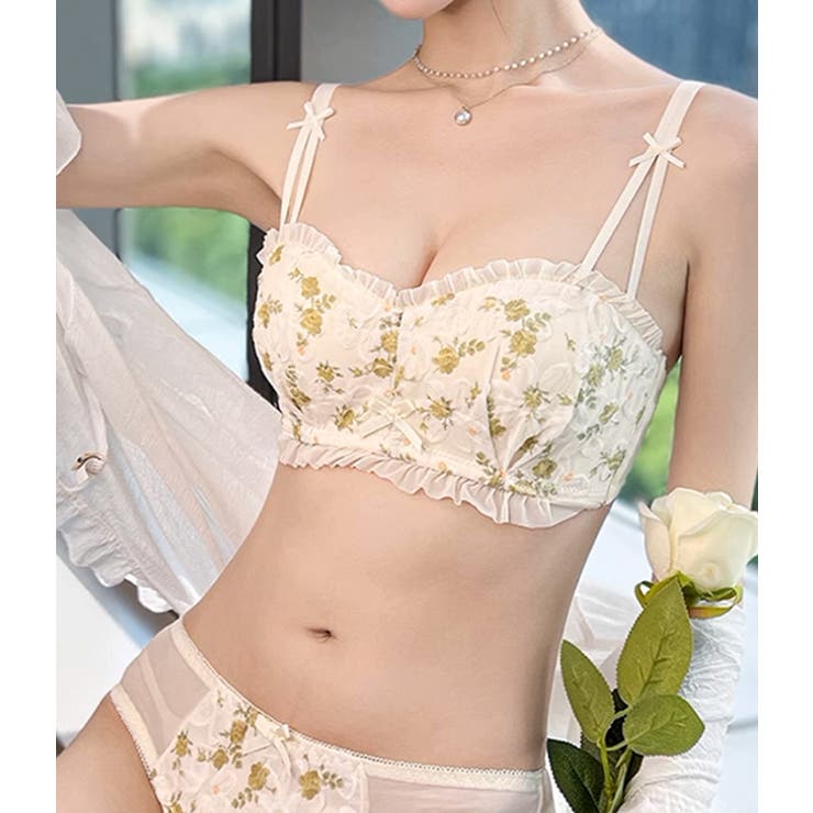 フリルフラワーノンワイヤーブラ&ショーツセット 女性 レディース | レースレディース  | 詳細画像15 