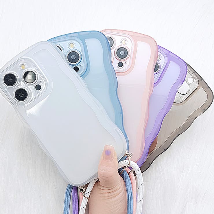 ストラップ付きクリアカラーウエーブシリコンiPhoneカバー 女性 レディース | レースレディース  | 詳細画像1 