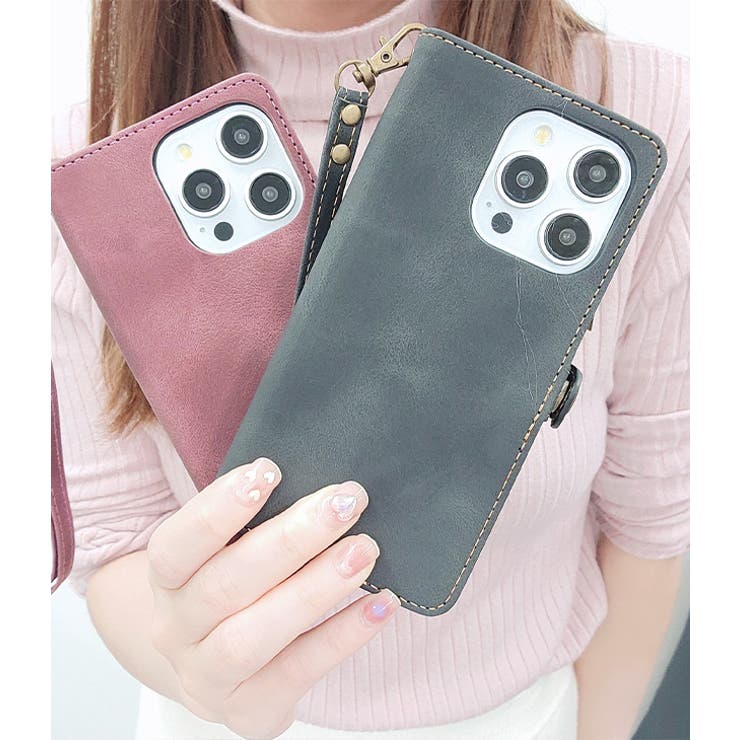ストラップ付きレザー調多機能手帳型iPhoneケース 女性 レディース | レースレディース  | 詳細画像7 