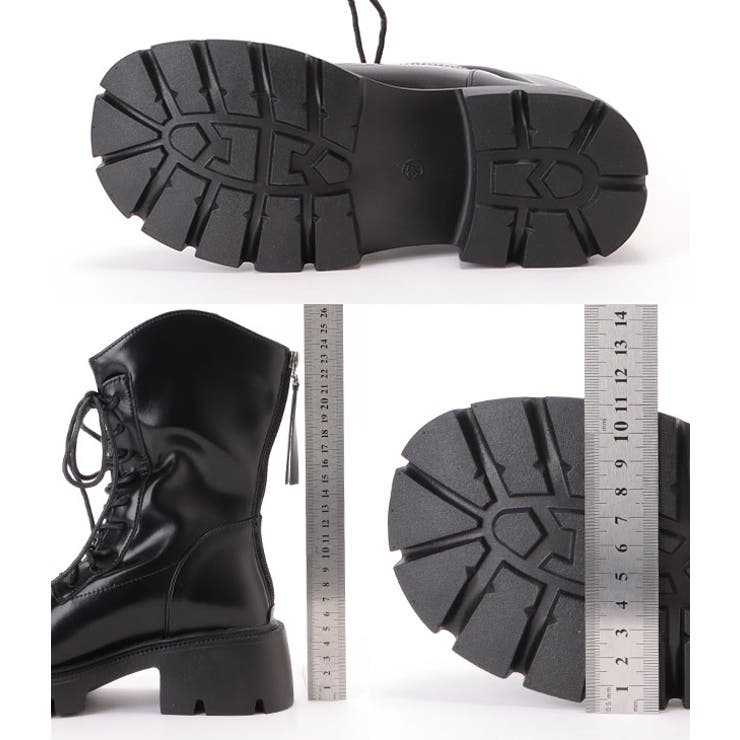 レザー調ショート丈トラックソールレースアップブーツ 女性 レディース | レースレディース  | 詳細画像20 