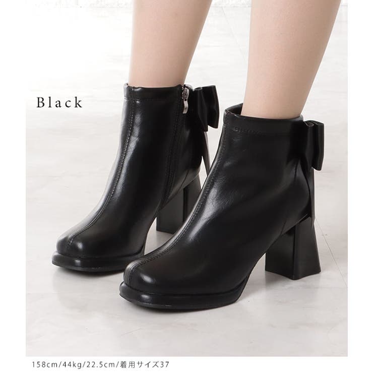 バックリボンチャンキーショートブーツ 女性 レディース[品番：LCLW0004738]｜レースレディース  （レースレディース）のレディースファッション通販｜SHOPLIST（ショップリスト）