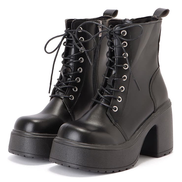 厚底レースアップショートブーツ 女性 レディース | レースレディース  | 詳細画像1 