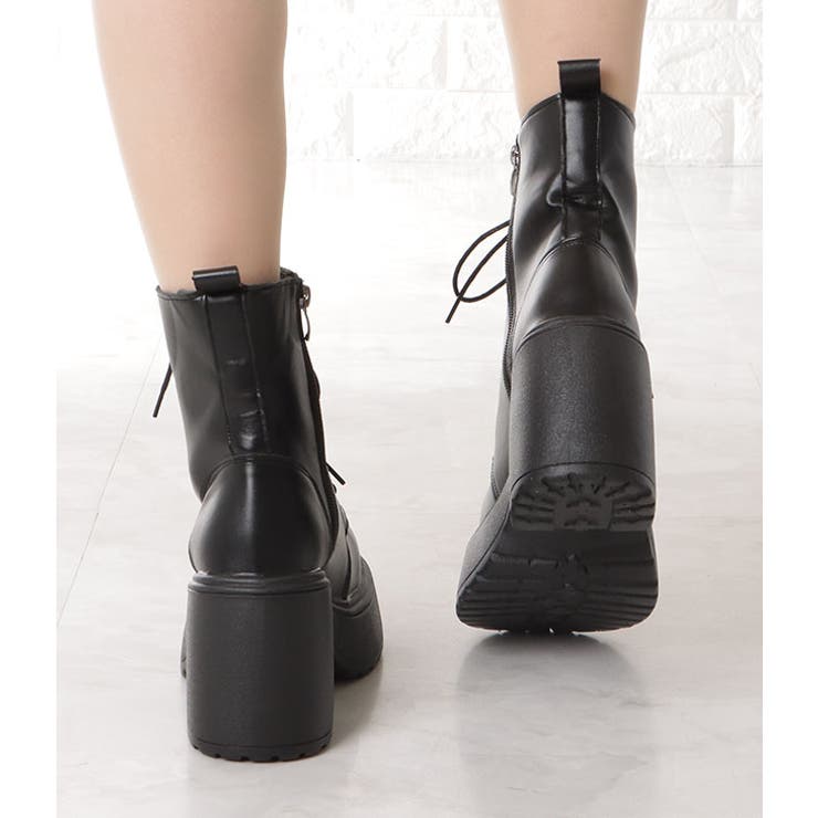 厚底レースアップショートブーツ 女性 レディース | レースレディース  | 詳細画像8 