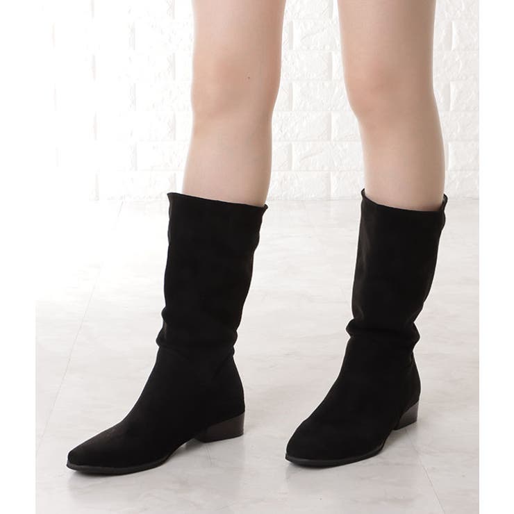 スエード調ローヒールゆるミッドカーフブーツ 女性 レディース | レースレディース  | 詳細画像3 