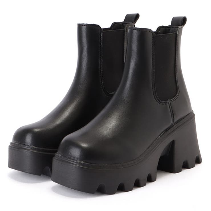 ショート丈厚底トラックサイドゴアブーツ 女性 レディース[品番