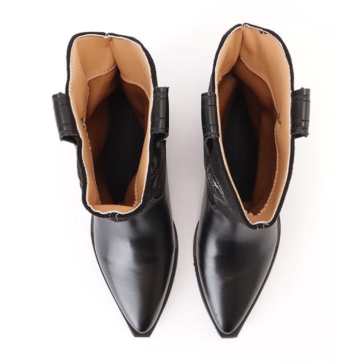 バイカラーミドル丈刺繍ウエスタンブーツ 女性 レディース[品番