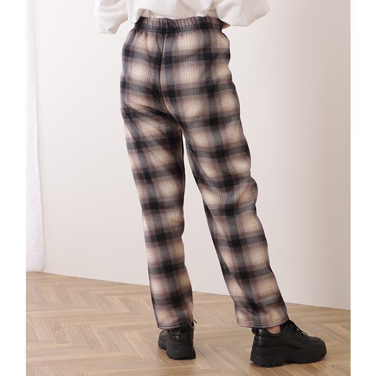 チェック柄裏ボアワイドイージーパンツ 女性 レディース | レースレディース  | 詳細画像8 