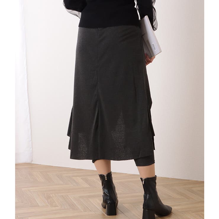 選べる2タイプ レギンス付きイレギュラーヘムスリットフレアスカート 女性 | レースレディース  | 詳細画像8 