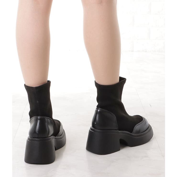 レザー調ドッキング厚底ショートブーツ | レースレディース  | 詳細画像8 