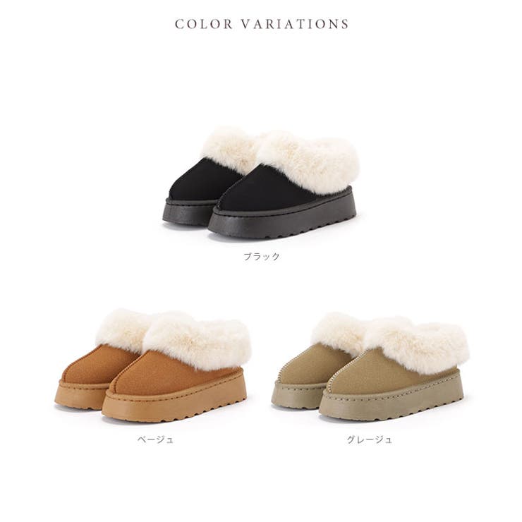 ムートン風ボア付きボリュームショートブーツ | レースレディース  | 詳細画像2 