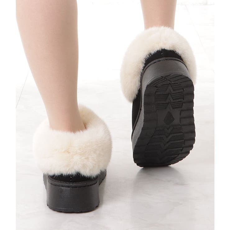 ムートン風ボア付きボリュームショートブーツ | レースレディース  | 詳細画像5 