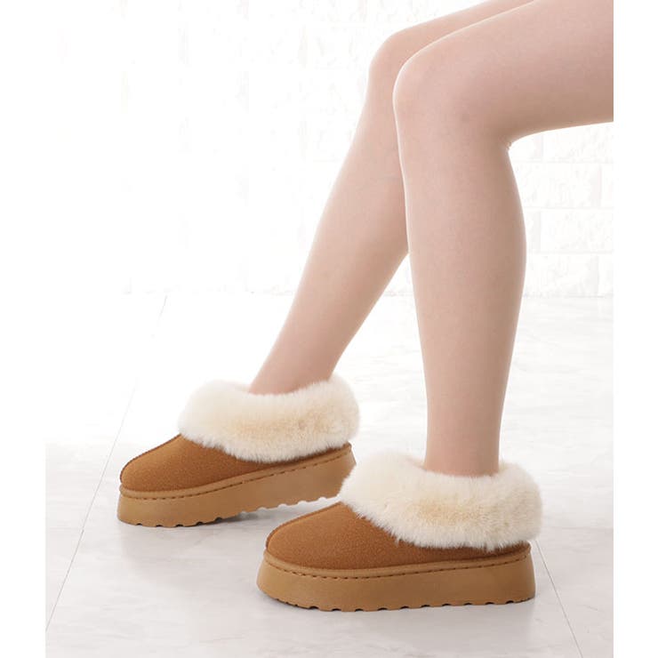 ムートン風ボア付きボリュームショートブーツ | レースレディース  | 詳細画像8 