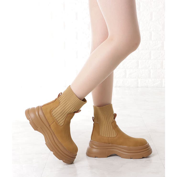 レザー調ドッキング厚底ショートブーツ 女性 レディース | レースレディース  | 詳細画像13 