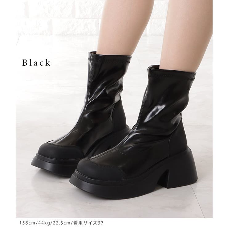 配色ボリュームラウンドショートブーツ 女性 レディース | レースレディース  | 詳細画像3 