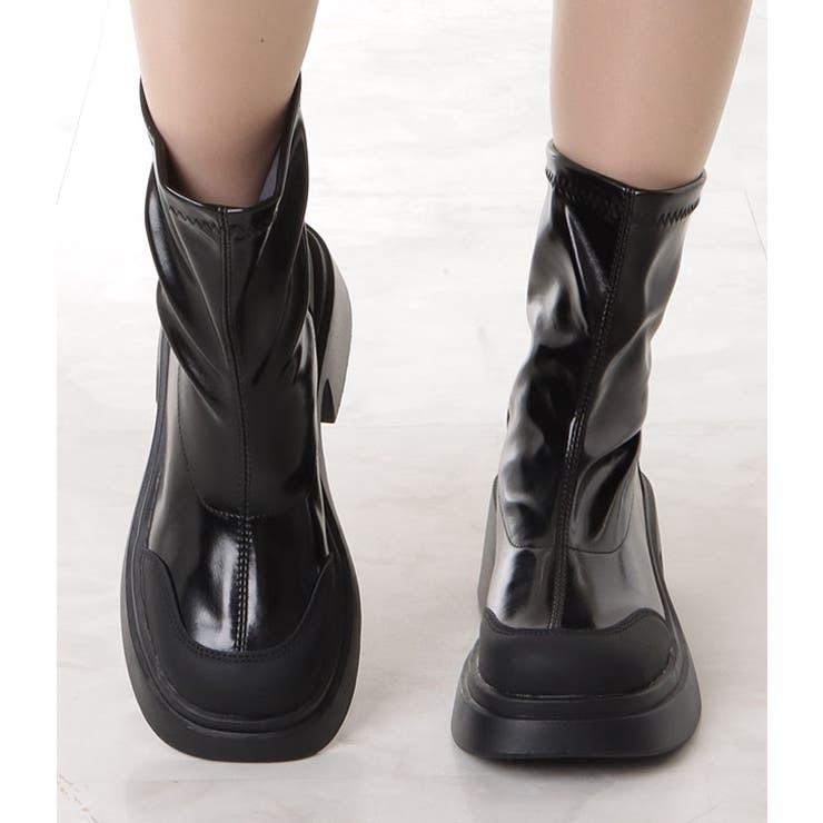 配色ボリュームラウンドショートブーツ 女性 レディース | レースレディース  | 詳細画像7 