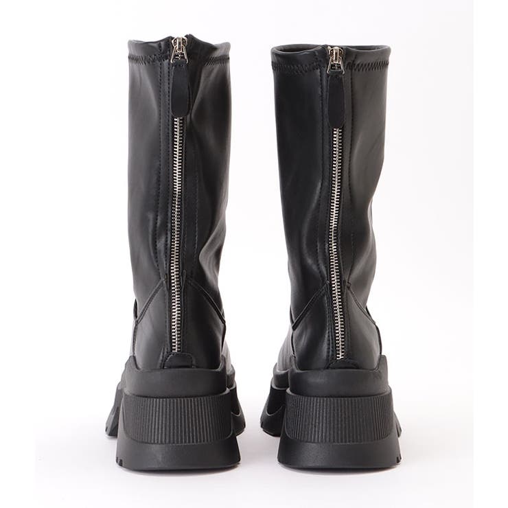 バックファスナー厚底レザー調ショートブーツ 女性 レディース | レースレディース  | 詳細画像14 