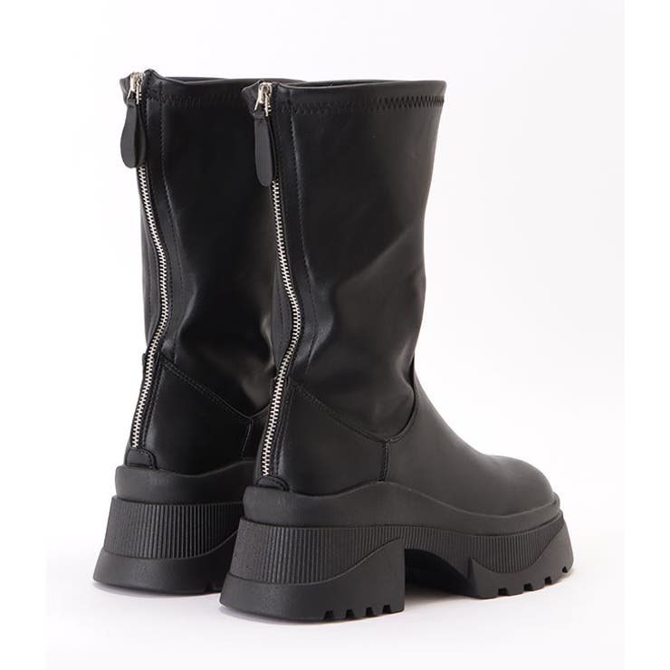 バックファスナー厚底レザー調ショートブーツ 女性 レディース | レースレディース  | 詳細画像15 